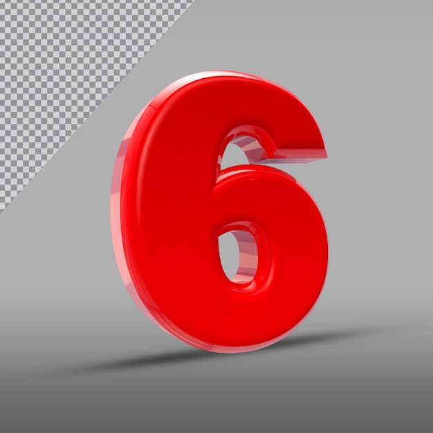 Numéro Six 3D de Style Couleur Rouge