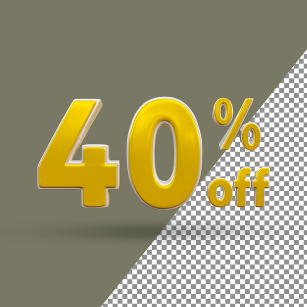 Numéro de texte d'or 3d 40 pour cent de réduction