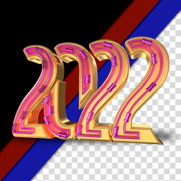 Número de texto 2022 renderizado 3d