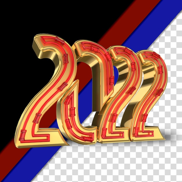 Número de texto 2022 renderizado 3d