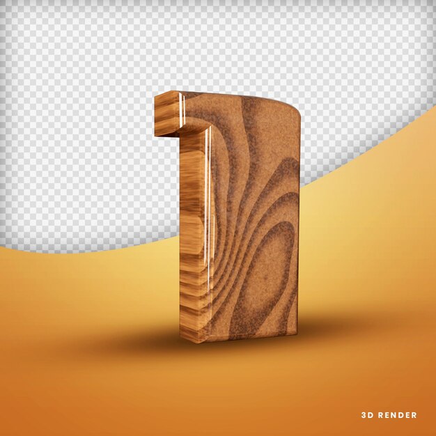 Numero Uno Render 3D Legno