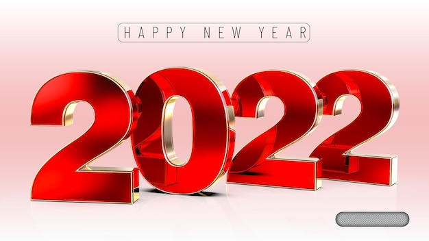 Número vermelho 2022 renderização 3d luxo feliz ano novo