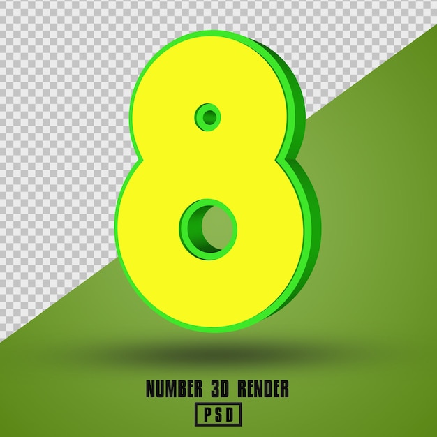numéro vert jaune rendu 3D