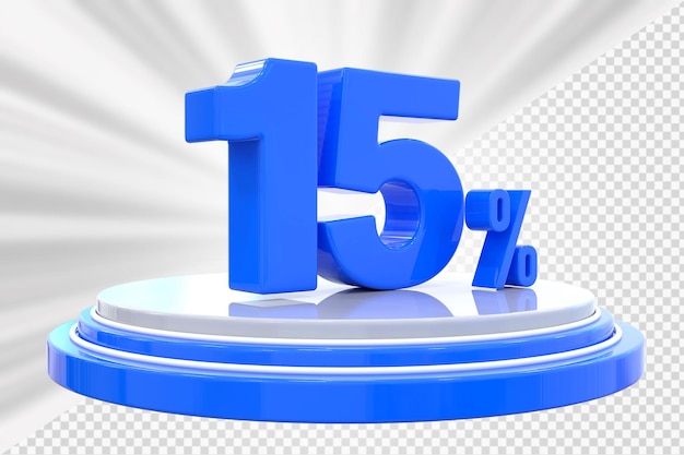 Números 15 Porcentaje Azul Descuento