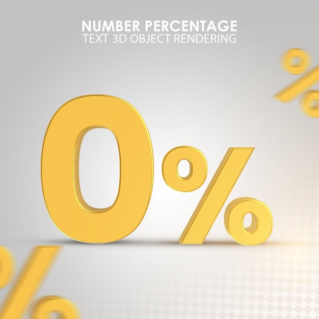 Números 3d 0 porcentaje de oro número cero porcentaje 3D