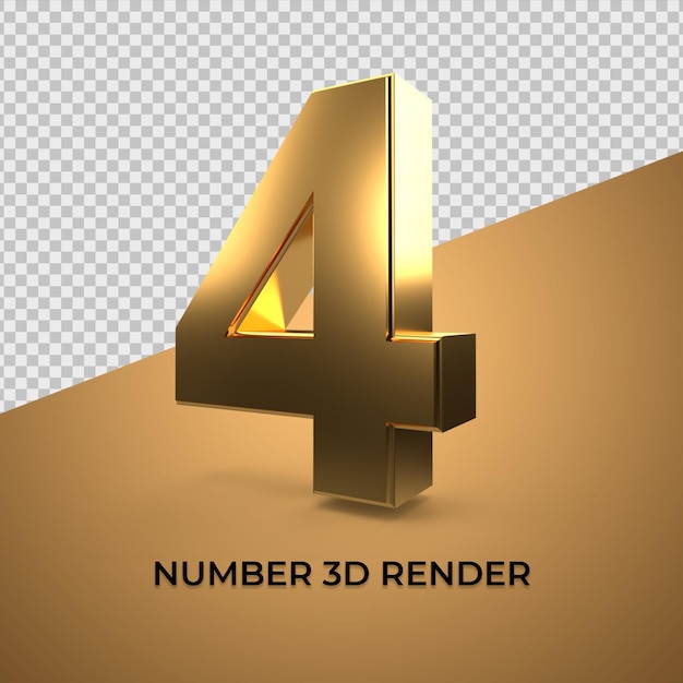 Números 3d 4 estilo ouro