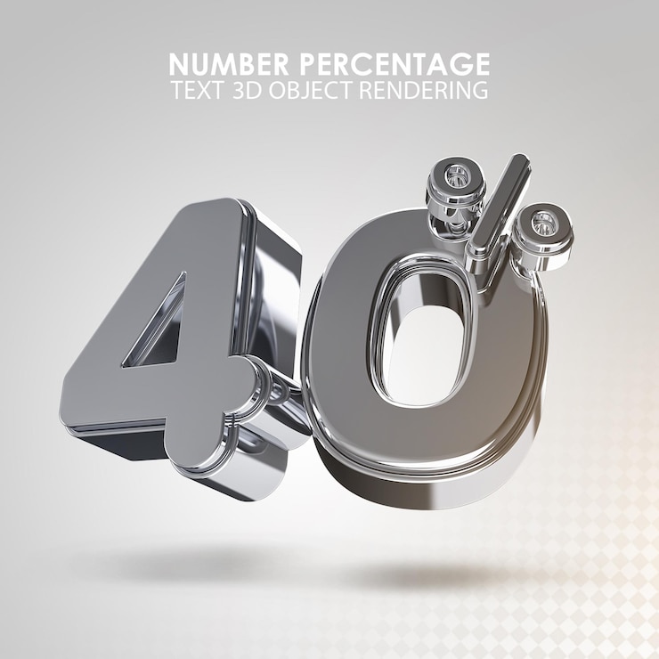 PSD números 3d 40 por ciento cuarenta por ciento renderizado 3d