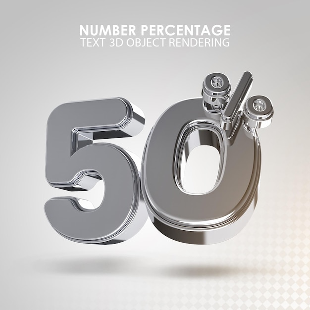 Números 3D 50 por ciento noventa por ciento renderización 3D