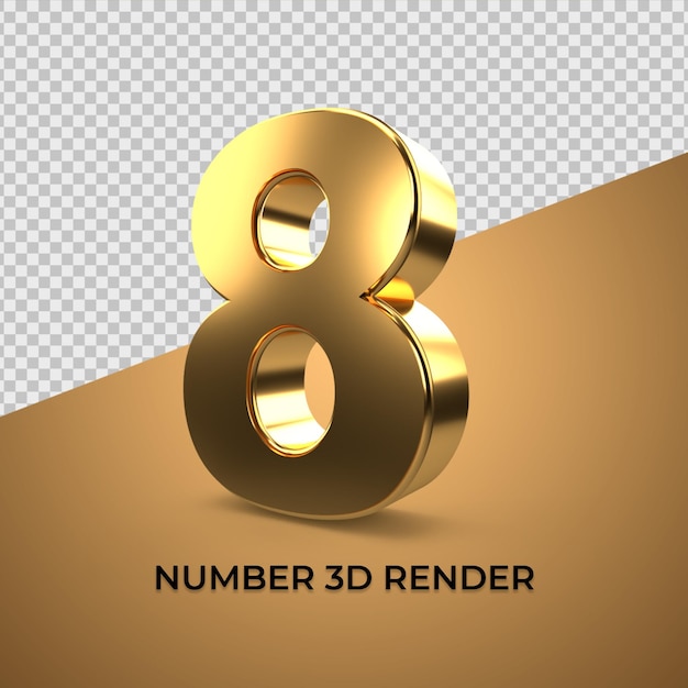 Numéros 3d 8 Style Or