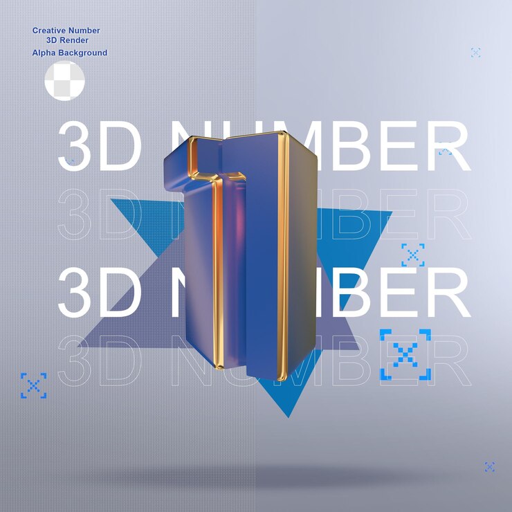 PSD números 3d azules creativos 11