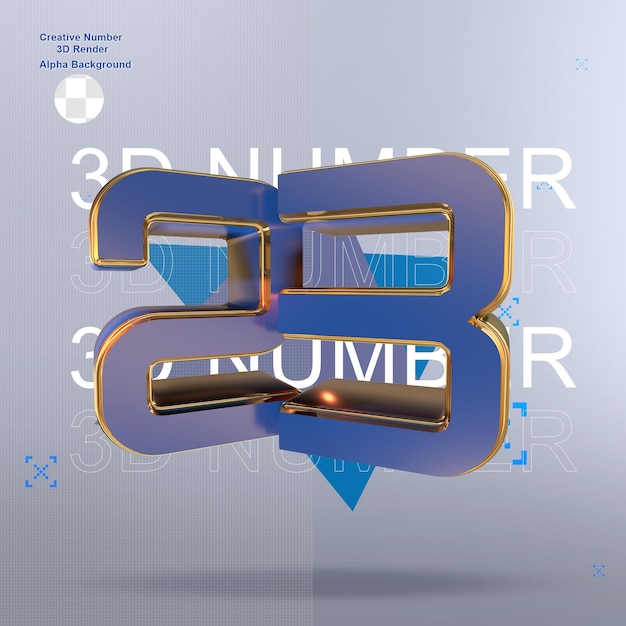 Números 3d azules creativos 23