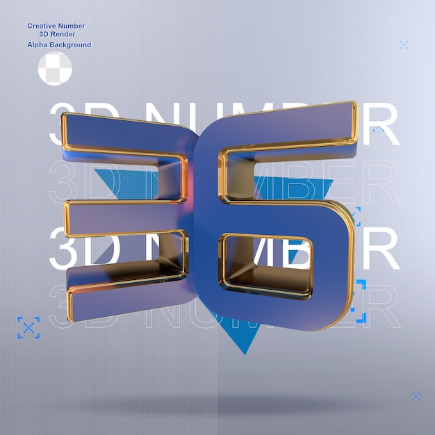 Números 3d azules creativos 36