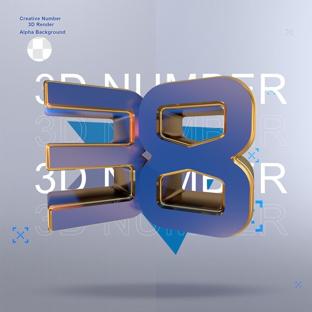 Números 3d azules creativos 38