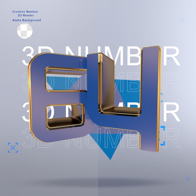 Números 3d azules creativos 64