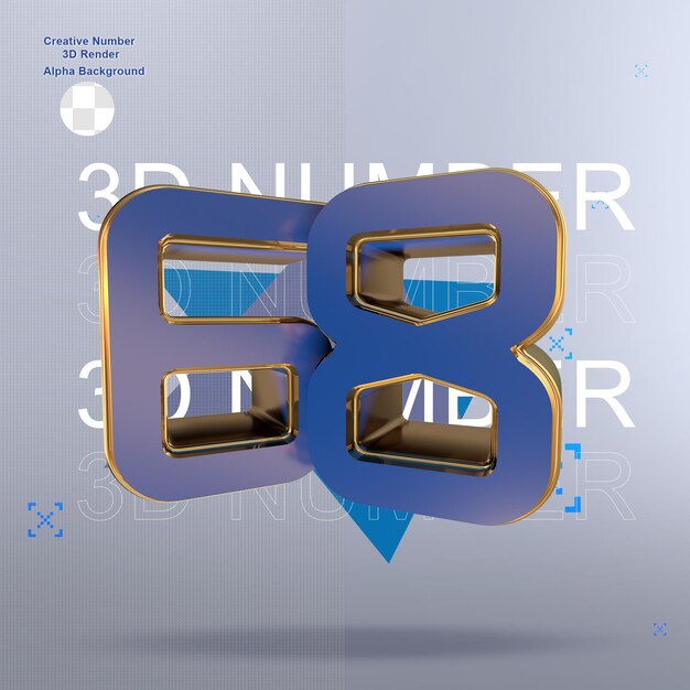 Números 3d azules creativos 68