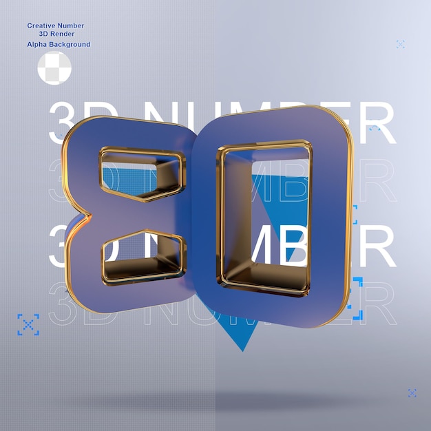 Números 3d azules creativos 80