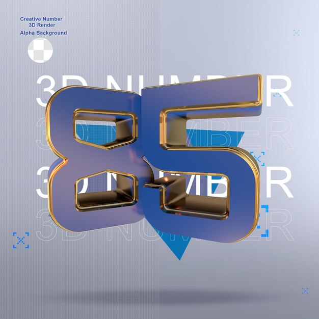 PSD números 3d azules creativos 85