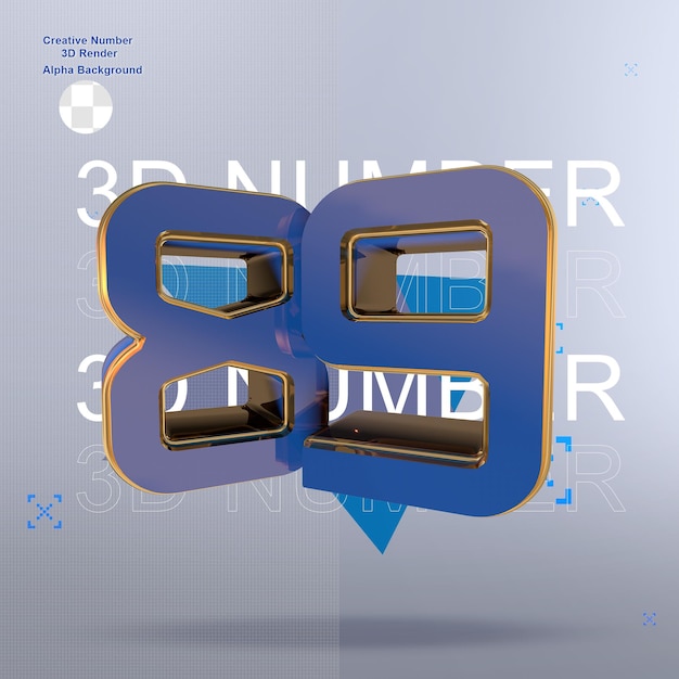 Números 3d azules creativos 89