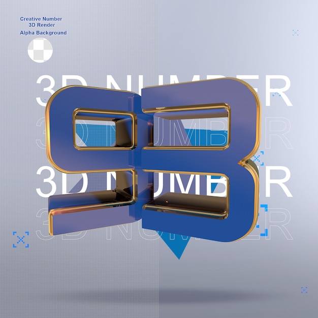 Números 3d azules creativos 93
