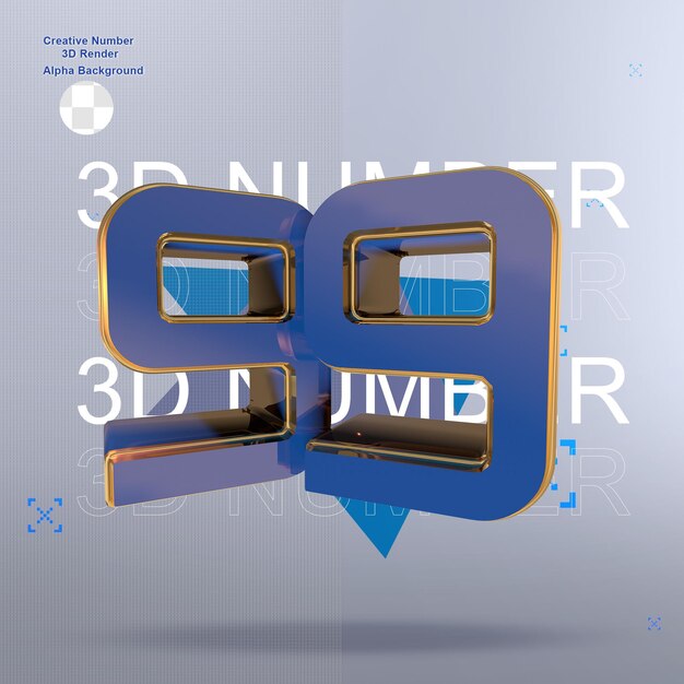 Números 3d azules creativos 99