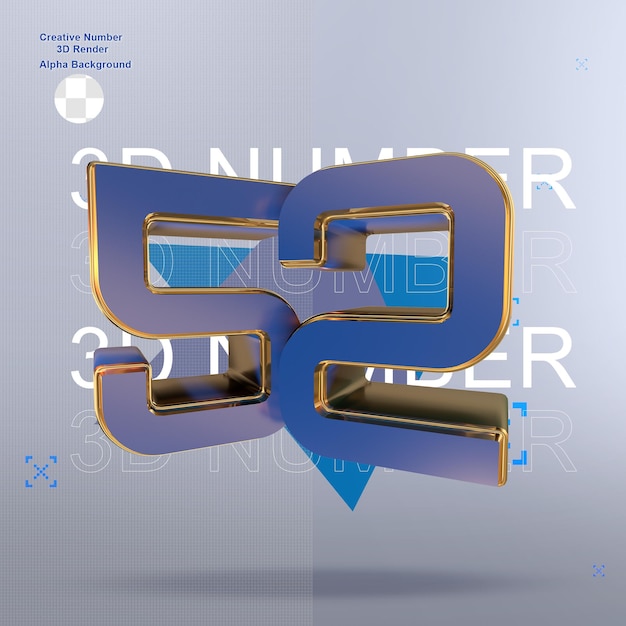 PSD números 3d azules creativos52