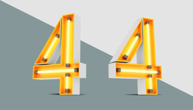 Números 3d con neones y efecto de luz de neón