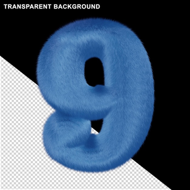 Números azules de piel. 3d número 9