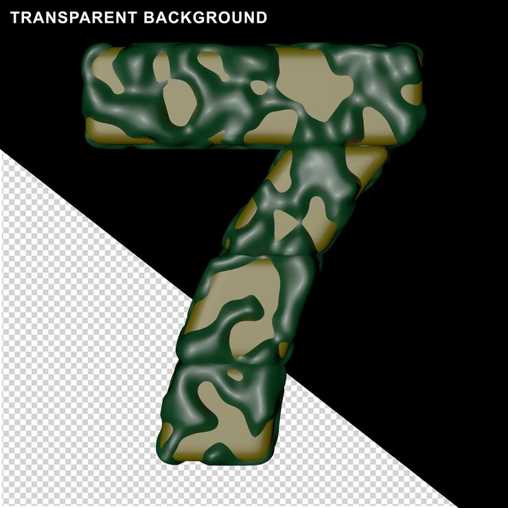 PSD números de camuflaje. 3d número 7