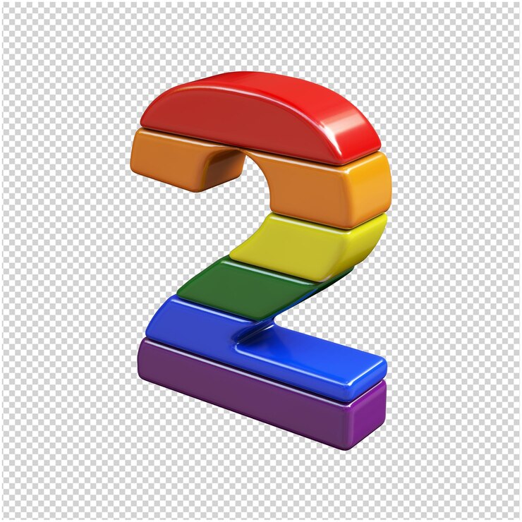 PSD los números de los colores de la bandera lgbt están girados a la izquierda. 3d número 2