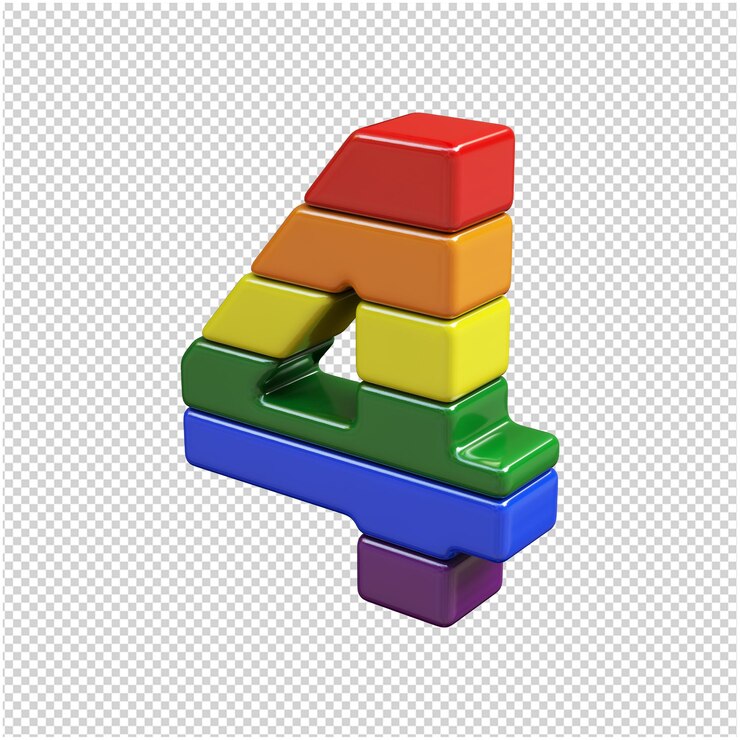 PSD los números de los colores de la bandera lgbt están girados a la izquierda. 3d número 4