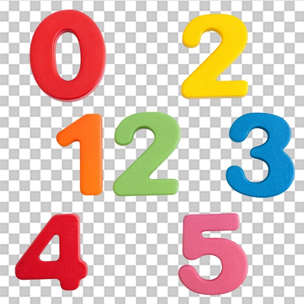 Números coloridos aislados en un fondo transparente