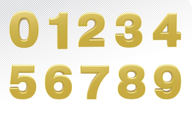 Números conjunto de ouro 3d de luxo