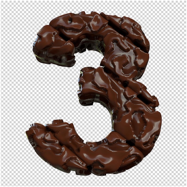 Números feitos de chocolate. Número 3d