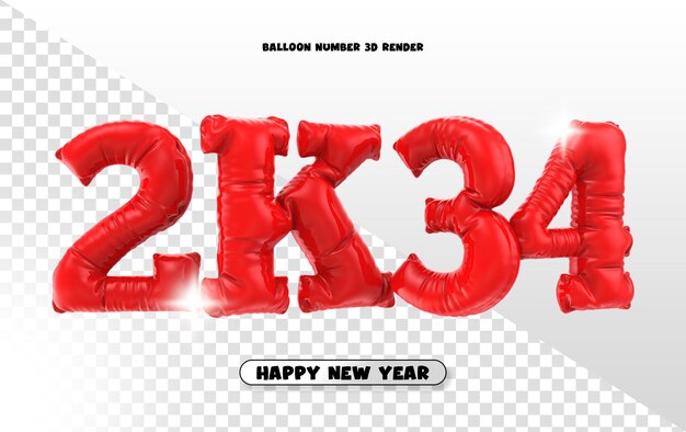 Números de globos rojos 2K34