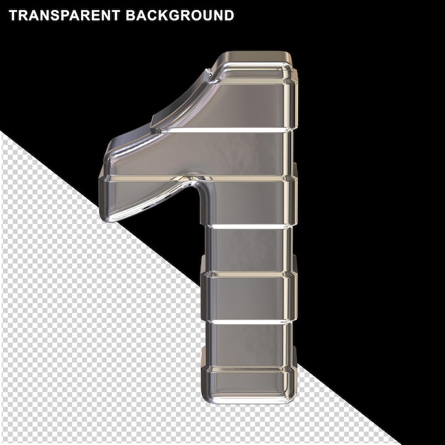 Números de plata con correas horizontales 3d número 1