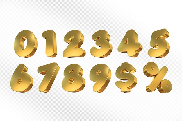 Números y símbolos de oro 3D