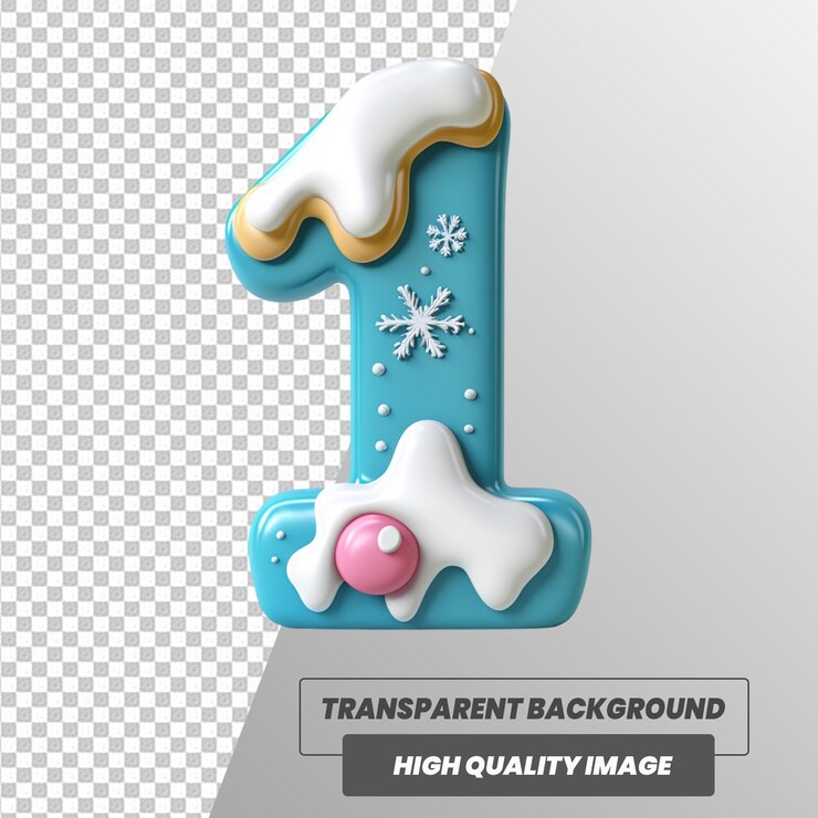 PSD números temáticos de navidad en 3d en un archivo psd de fondo transparente