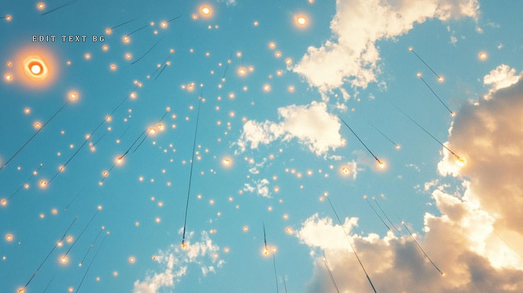 PSD numerosas linternas brillantes ascienden a un cielo azul vibrante lleno de nubes blancas esponjosas