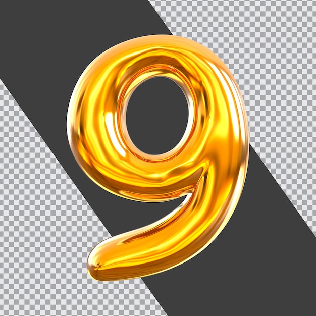 Nummer 0 3D-Renderstil goldener Luxus