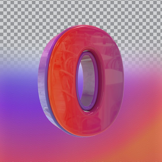 Nummer 0 Farbverlauf 3D-Render-Stil Luxus