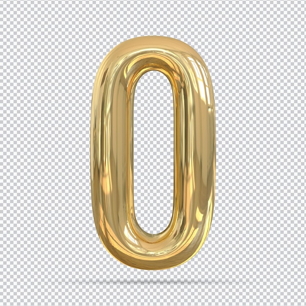 Nummer 0 gold 3d-rendering