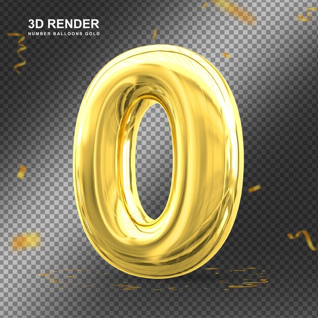 Nummer 0 Gold 3D