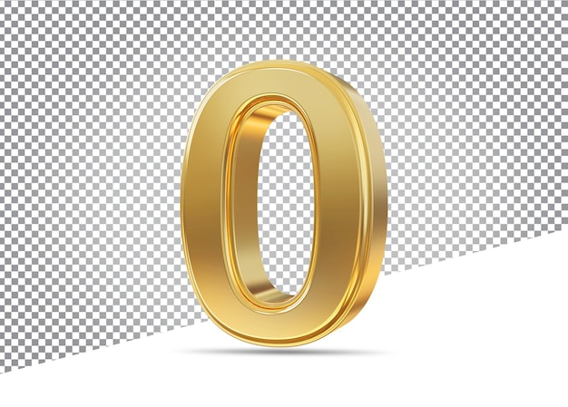 Nummer 0 golden 3d