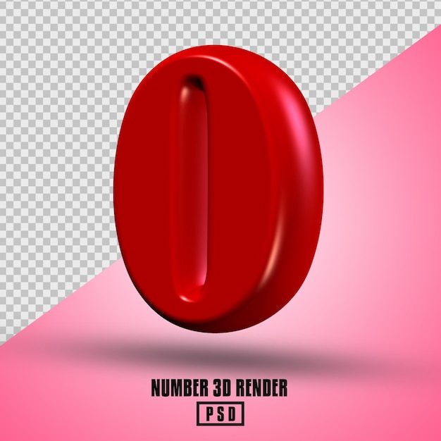 Nummer 0 rote Farbe 3D-Rendering