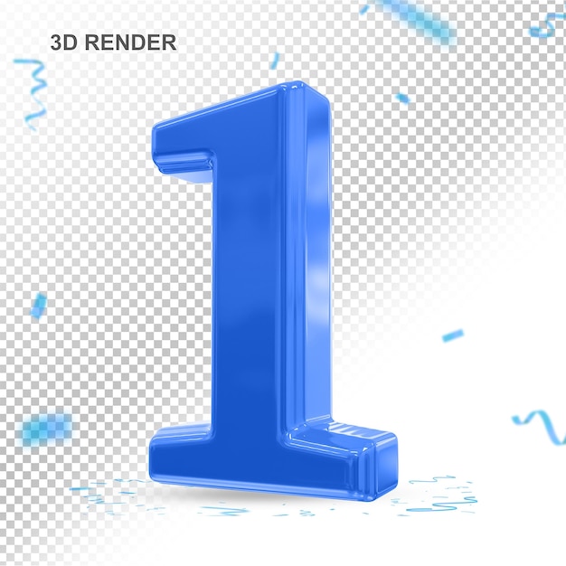 Nummer 1 Blau 3D-Rendering