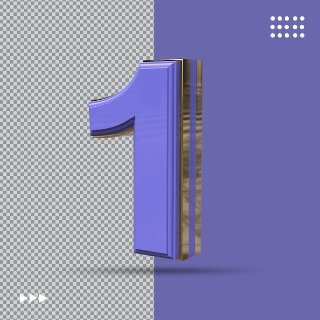 Nummer 1 blau 3d