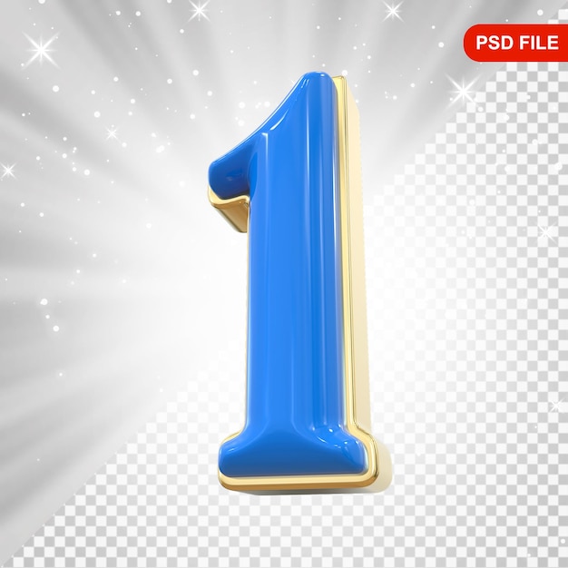 Nummer 1 Blaue 3D