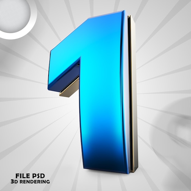 PSD nummer 1 blaues 3d-rendering