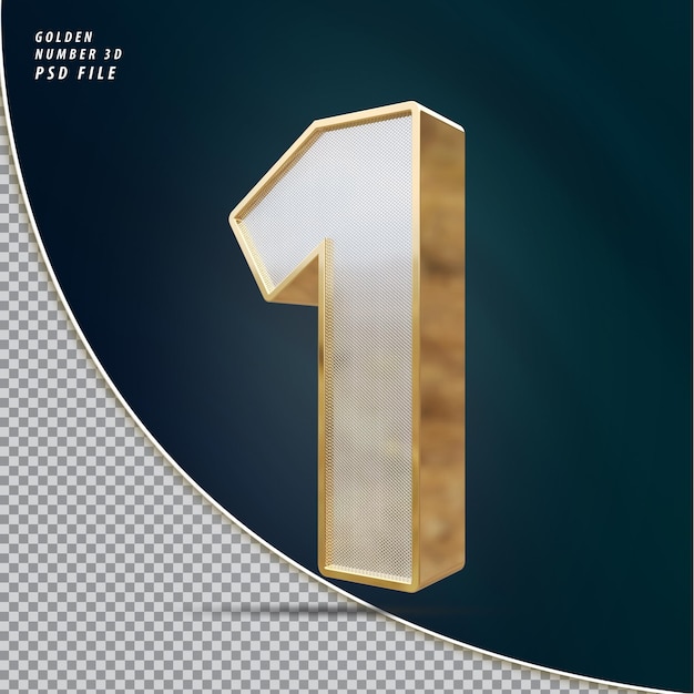 Nummer 1 Goldener Luxus 3D-Rendering