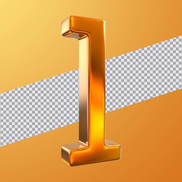 PSD nummer 1 im goldenen stil 3d-rendering